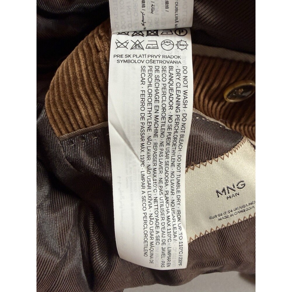 MNG Man Corduroy Blazer Men’s 40R Slim Fit Brown Tan 2-Button Sport Coat - Picture 9 of 16